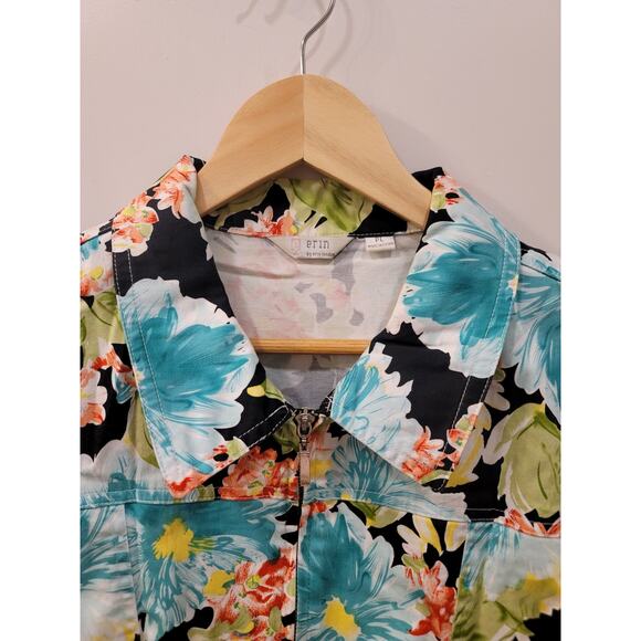 Erin London floral zip front abstract vintage jacket - Picture 3 of 9